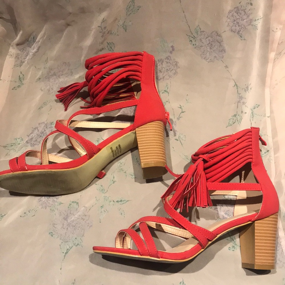 Red block heels